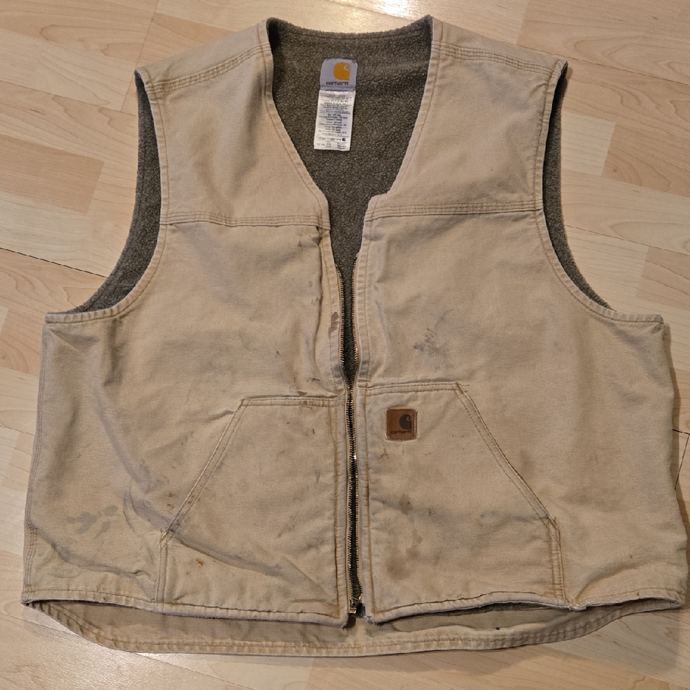 Vintage Carhartt Sherpa-lined Duck Vest Well Loved V26WNB 2XL